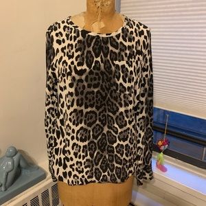 Equipment Grey Snow Leopard Silk Blouse